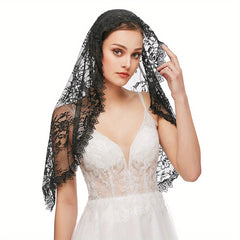 Sheer Lace Wedding Veil with Full Train Bridal Veil