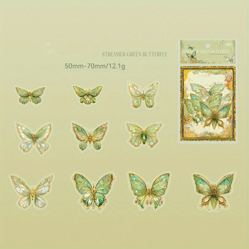 20pcs PET 3D Laser Golden Butterfly Stickers Decorative Decals Scrapbook Labels