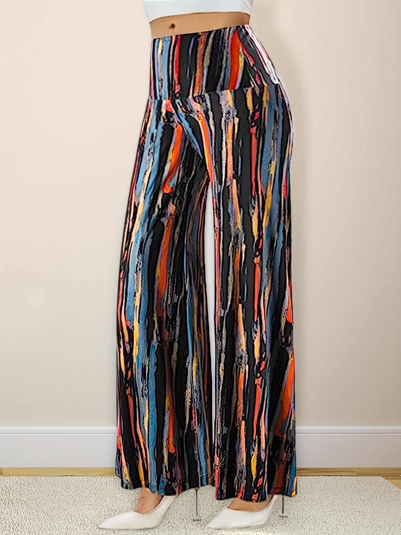  Tie Dye Striped Wide Leg Trousers