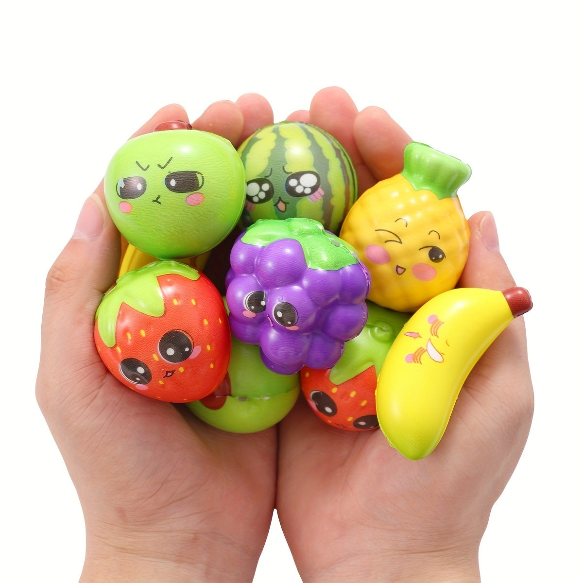 6pcs Mini Squishy Christmas Halloween Toys PU Fruit Grapes Apples Pineapples Ban