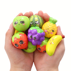 6pcs Mini Squishy Christmas Halloween Toys PU Fruit Grapes Apples Pineapples Ban