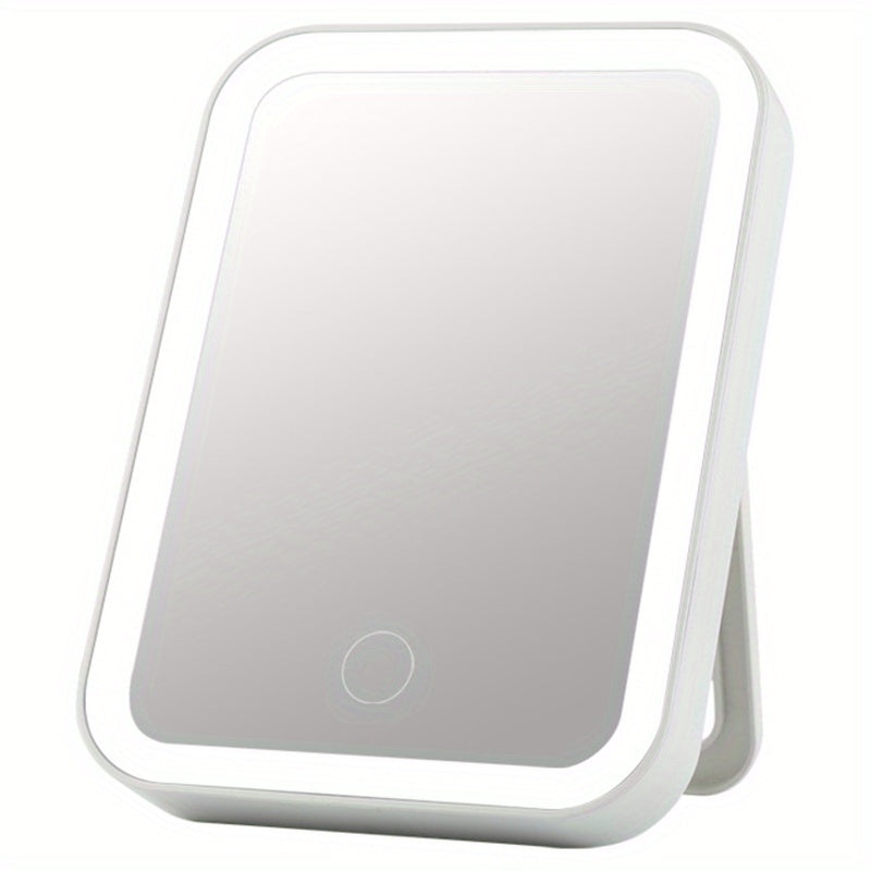 Portable Folding LED Vanity Mirror 3 Lighting Modes USB Rechargeable Pink