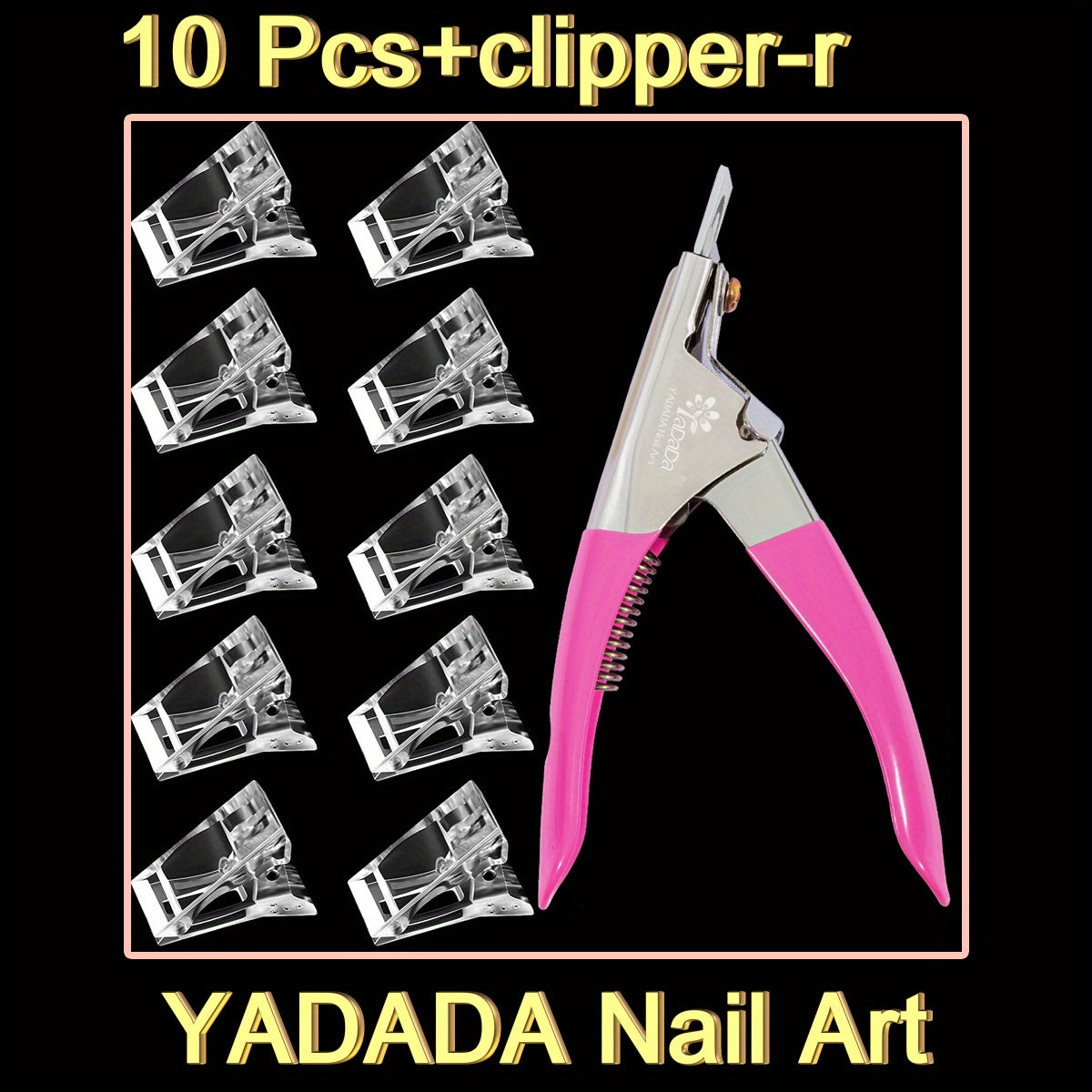 10 Nail Clips For Polygel Fingernail Extension Forms Tips With Acrylic Clippers