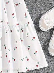 Girls Mesh Neck Berry Dress with Ruffle Sleeve