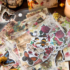 100pcs Retro Wave Series Butterfly Diary Stickers