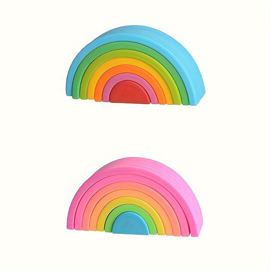 Colorful Silicone Stacking Blocks Toy for Shape Recognition & Matching Puzzle