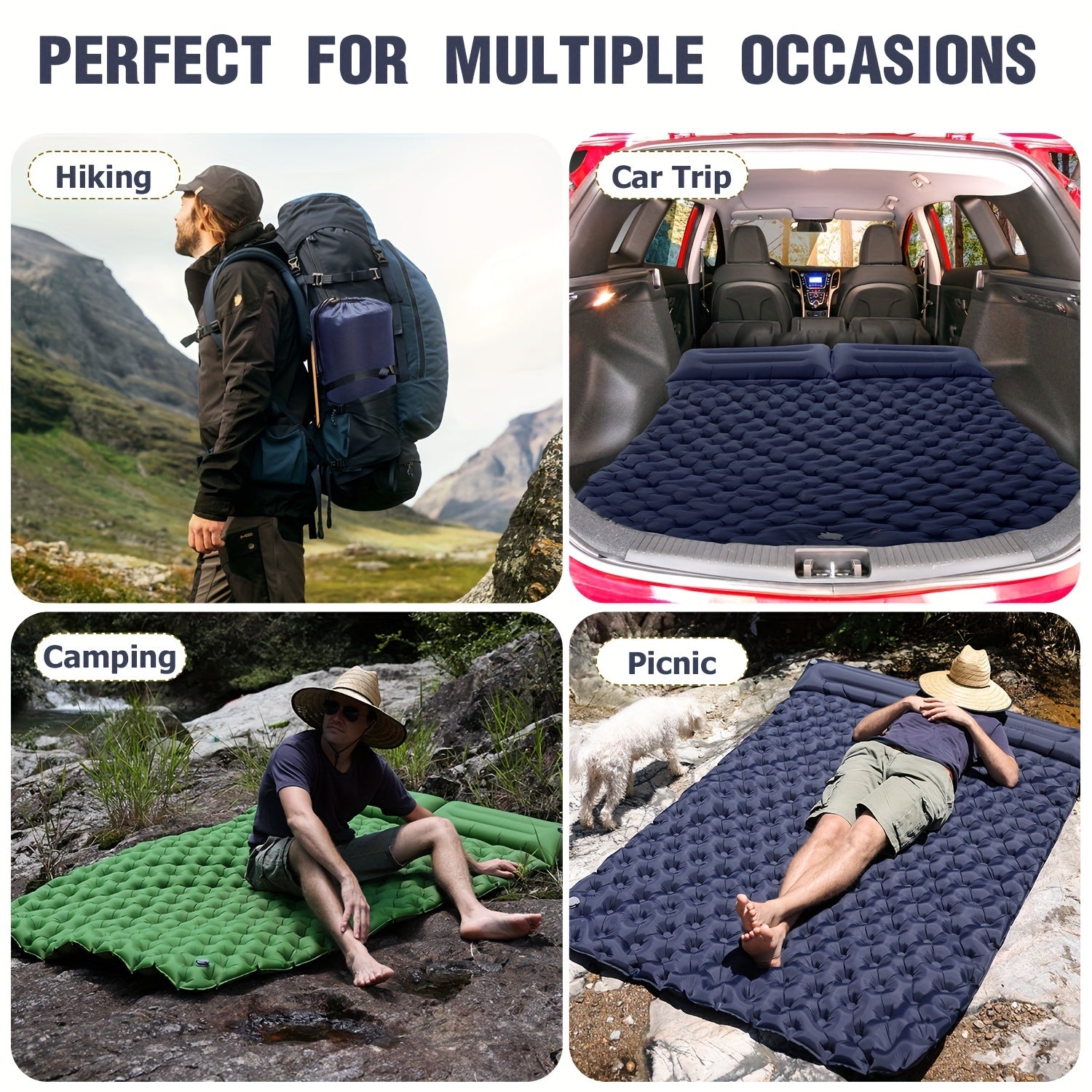 Double Inflatable Mattress with Built-In Pump for Camping and Travel
