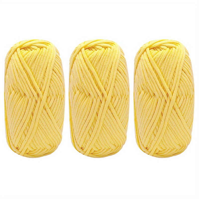 3pcs Solid Colored Yarn for Knitting & Crocheting, Cotton Nylon Blended