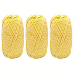 3pcs Solid Colored Yarn for Knitting & Crocheting, Cotton Nylon Blended