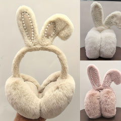 Winter Bunny Ear Warmers Foldable Earmuffs Hand Wash Ladies Accessorie