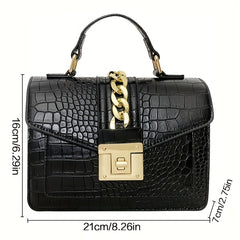 Crocodile Embossed Chain Crossbody Bag