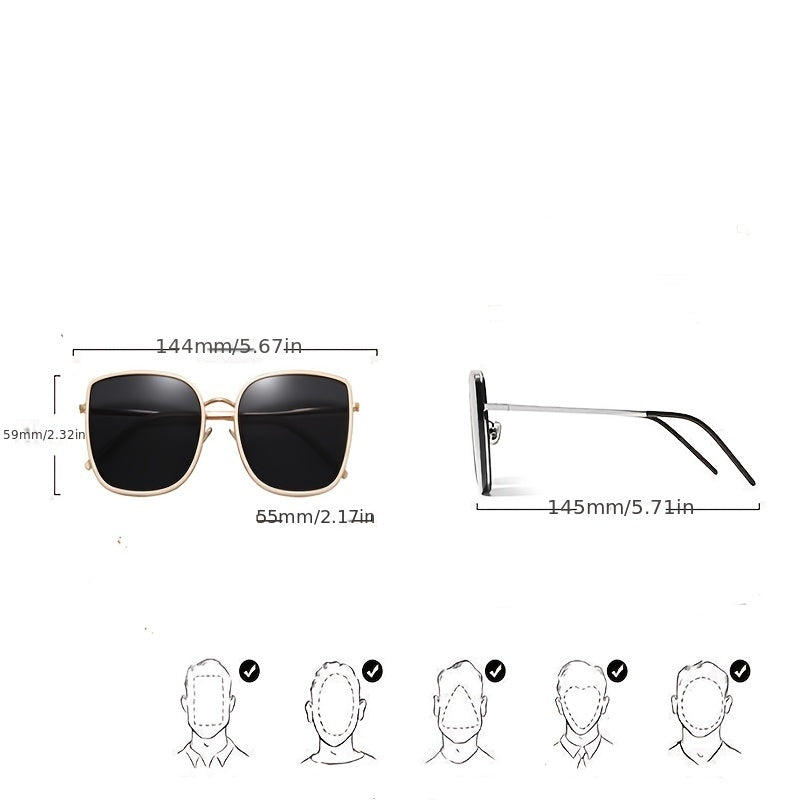 Square Metal Sunglasses Anti Glare UV400