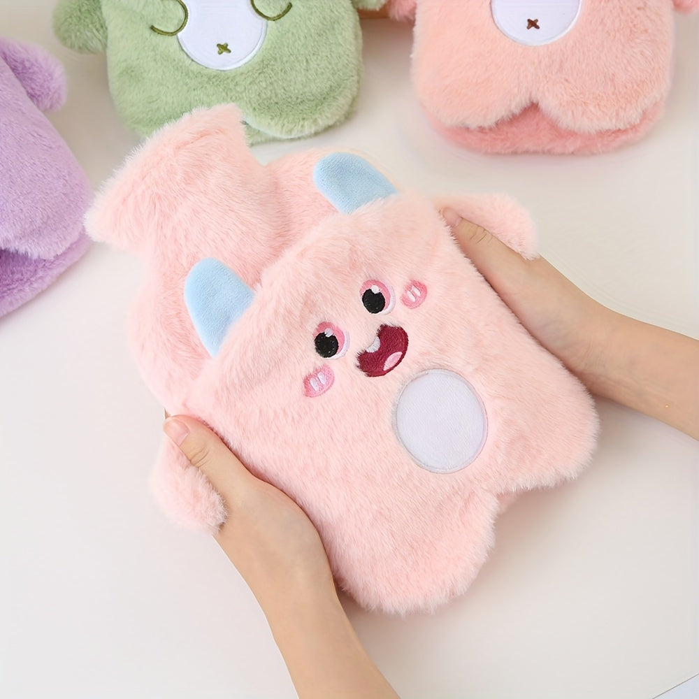 Plush Water Bag w/ Pocket & Soft Cover 17.63oz Hot Bottle for Menstrual Cramps
