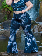 Women's Plus Tie Dye High Rise Flare Leg Pants