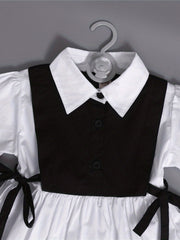 Girls' Colorblock Lace Up Collared Shirt Dress
