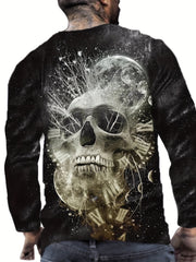 Skull 3D Print Men's Long Sleeve Graphic T-Shirt for Autumn