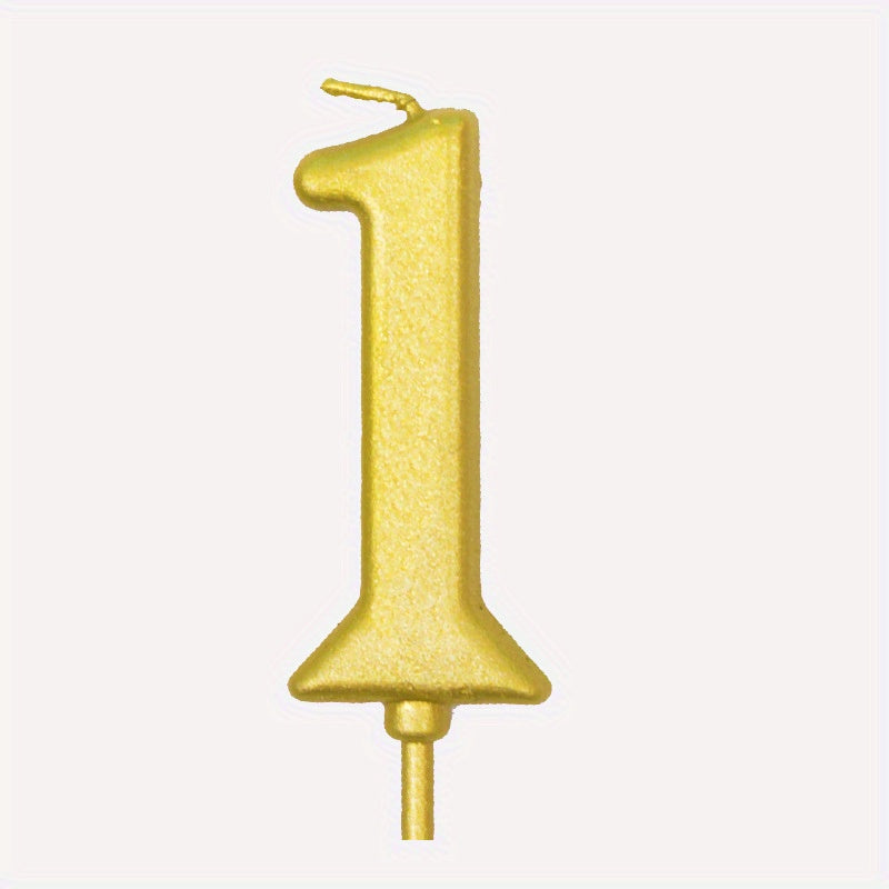Golden Birthday Candles with Base for Cake Decoration - Party Supplies