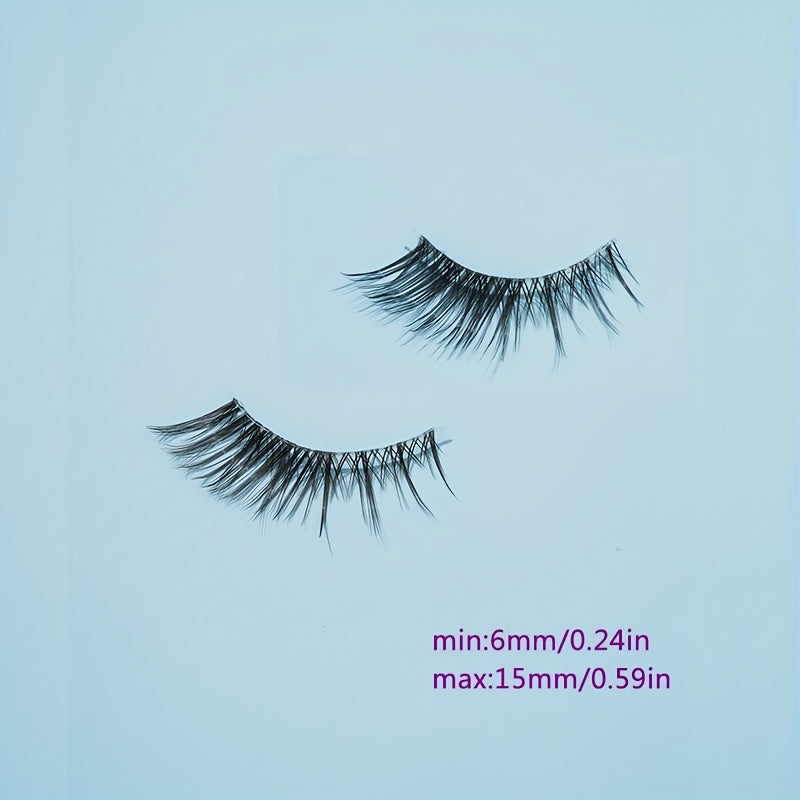 7 Pairs Full False Lashes 6-15mm Wispy Clear Band Natural Long Volumized