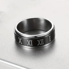 Stainless Steel Roman Numeral Spinner Ring - Anti Anxiety Spinner Rings