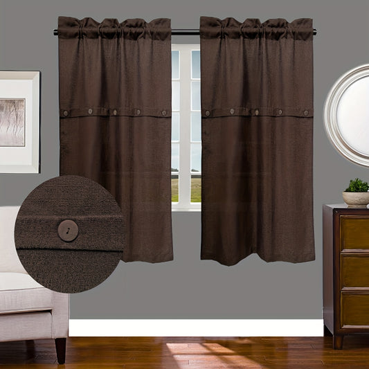 Bohemian Linen Window Curtains Button Rod Pocket Curtains