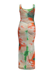  Tie Dye Slim Fit Tank Maxi Dress Women's Plus Medium Stretch