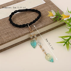 Chinese Hair Tie Leaf Beads Tassel Hair Ring Elastic Hair Accessories