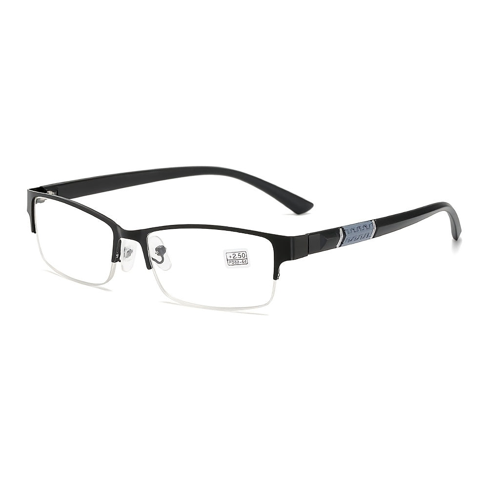 Semi Rimless Reading Glasses Men's Business Eyeglasses