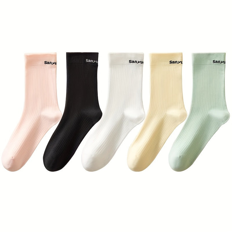 Letter Print Socks Comfy & Breathable Mid Tube Socks