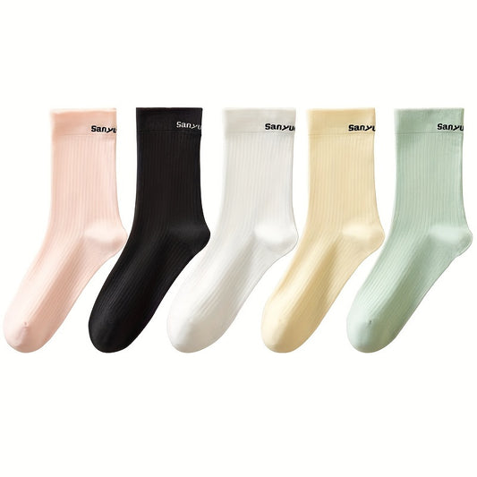 Letter Print Socks Comfy & Breathable Mid Tube Socks