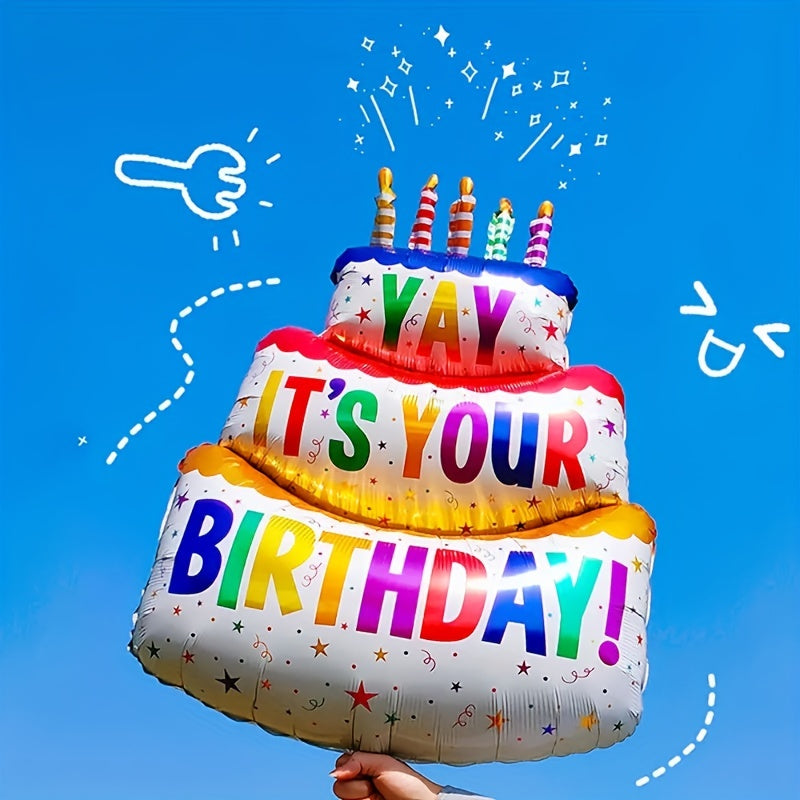 Large Birthday Candles Three Layers Cake Aluminum Film Balloons