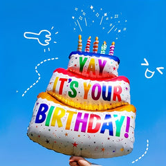 Large Birthday Candles Three Layers Cake Aluminum Film Balloons