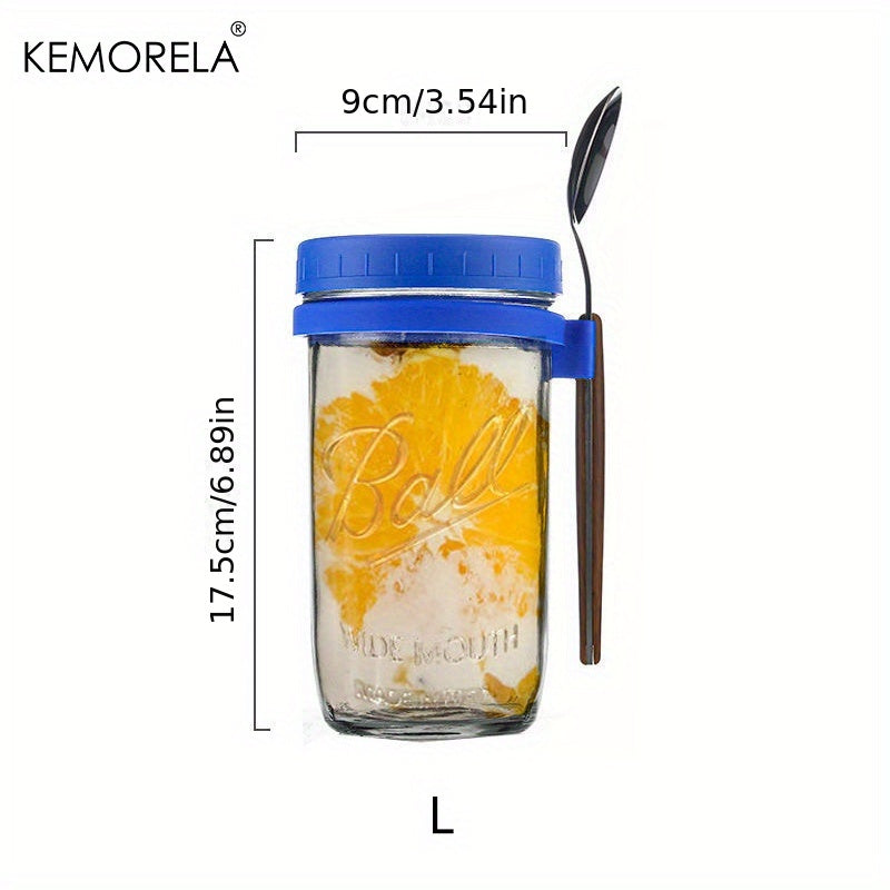 Portable Overnight Oat Cup with Spoon & Mason Jar Lid