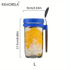Portable Overnight Oat Cup with Spoon & Mason Jar Lid