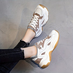 Non Slip Breathable Athletic Chunky Sneakers Lace Up Running Shoes