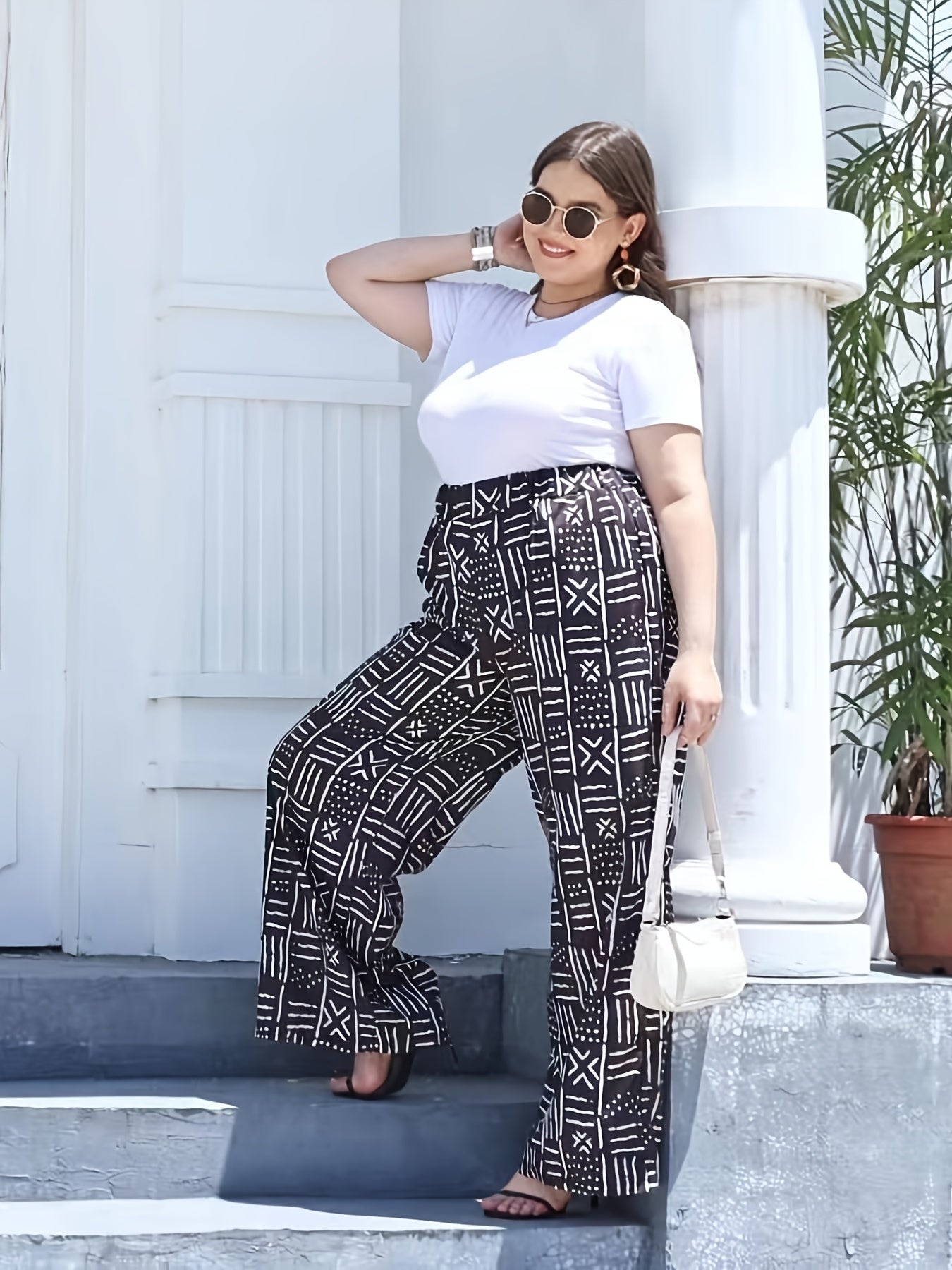  High Rise Wide Leg Trousers With Pockets