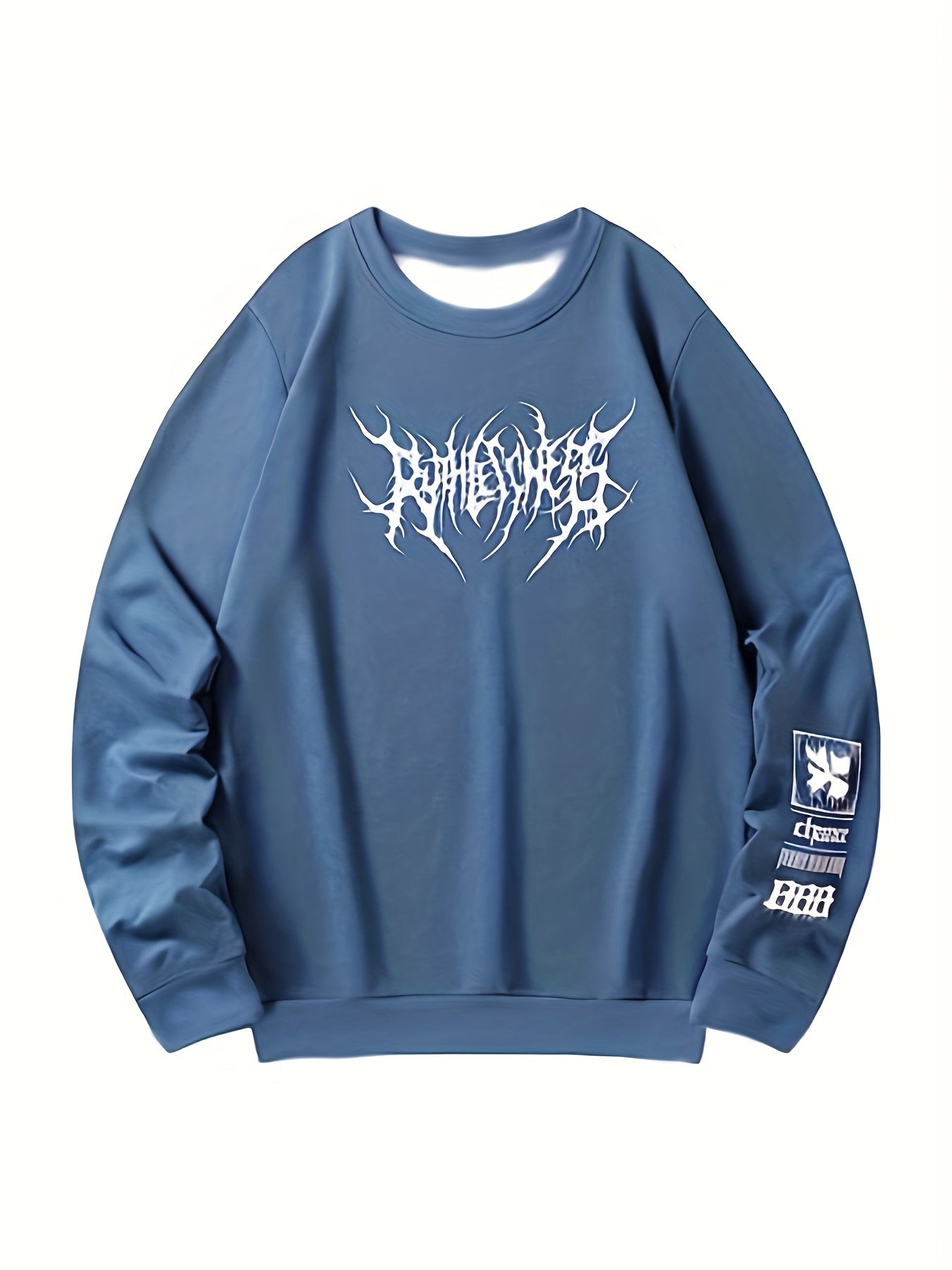 Lightning Print Men's Graphic Round Neck Sweatshirt Loose Pullover