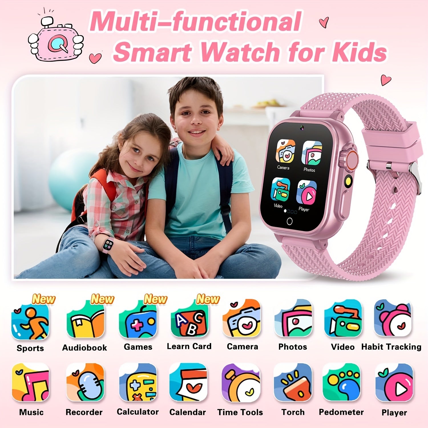 Kids' Smartwatch Music Alarm Clock Flashlight 32 Games Birthday Gift