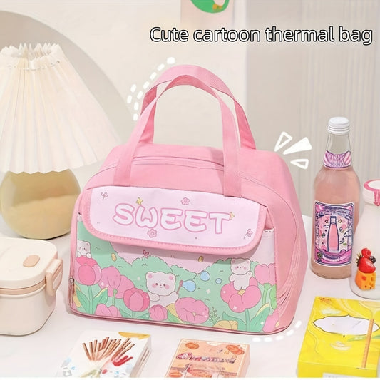Large Capacity Insulation Bag for Lunch Box Cartoon Design Student Rice Bag