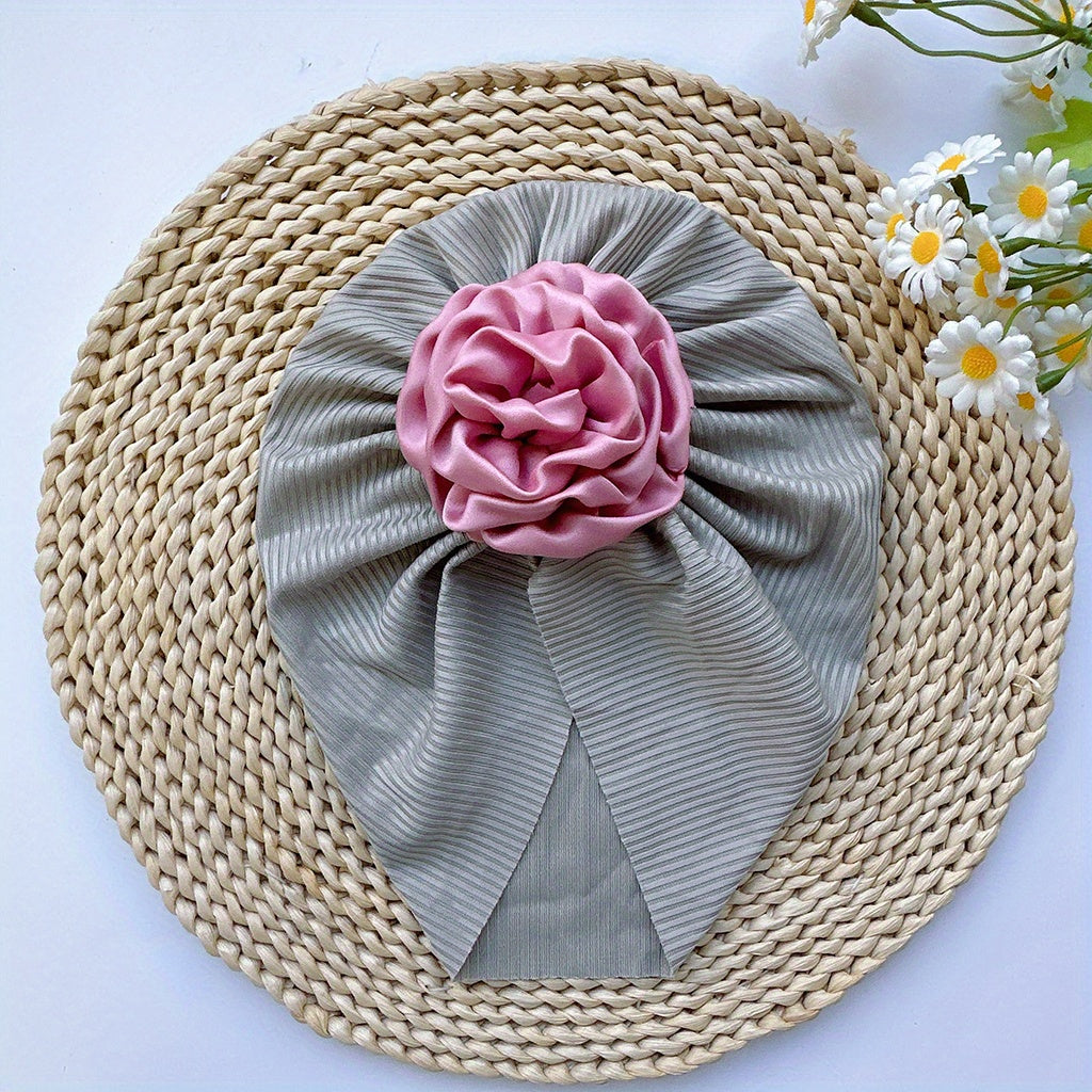 Soft Elastic Strip Flower Baby Hat For Girl