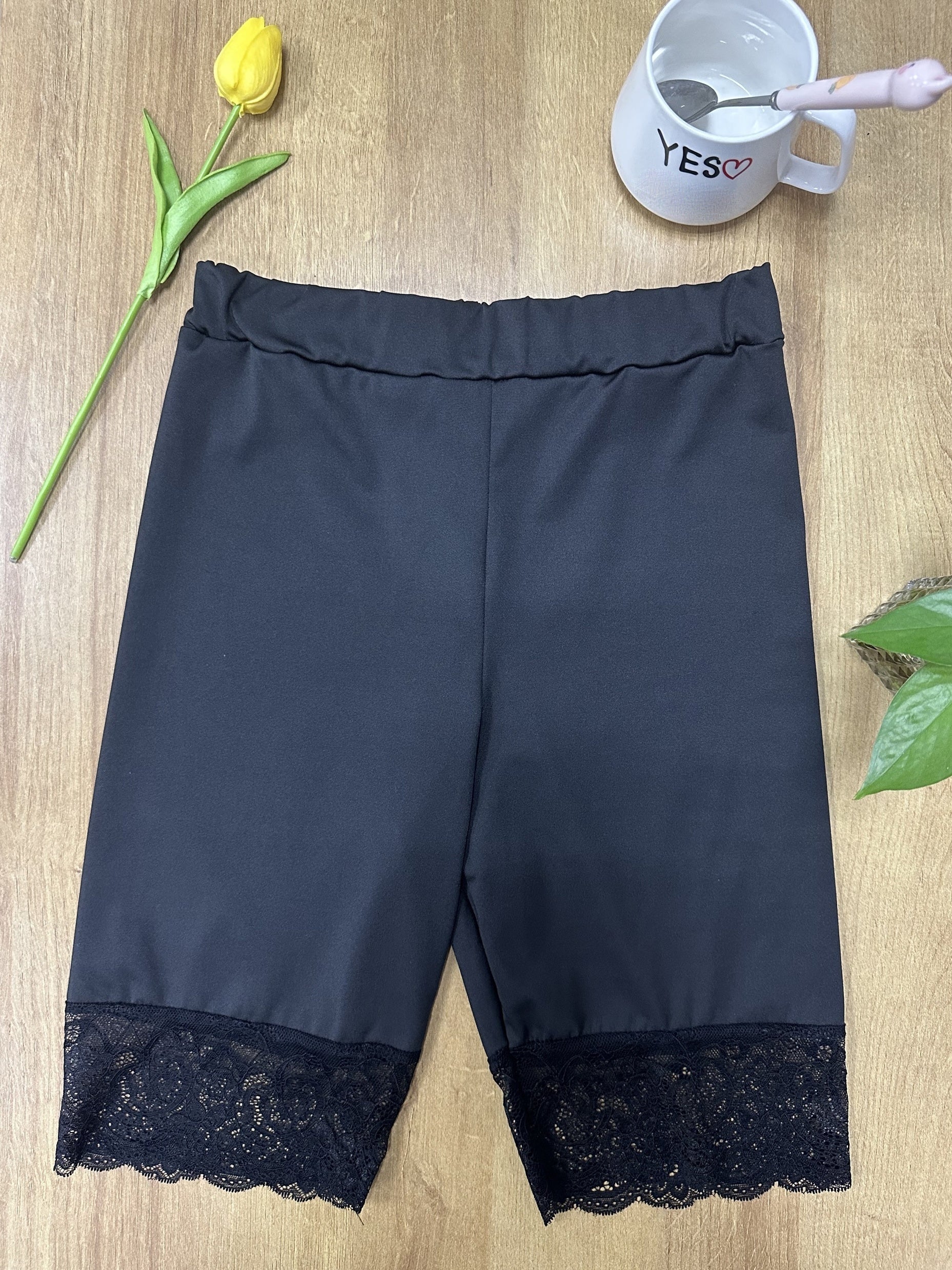 High Waist Lace Trim Leggings for Women