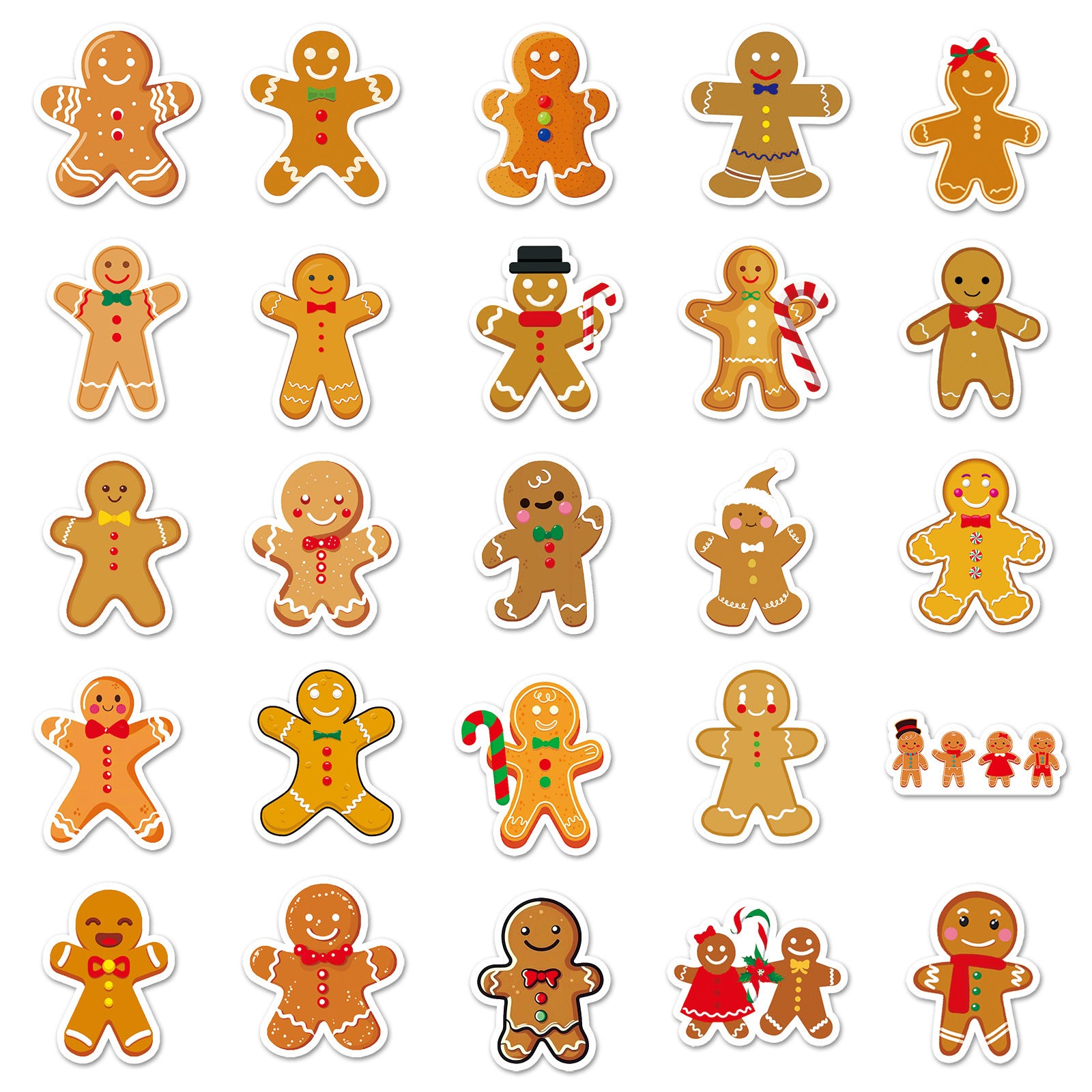 50pcs Gingerbread Christmas Stickers for DIY Crafts