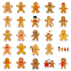 50pcs Gingerbread Christmas Stickers for DIY Crafts