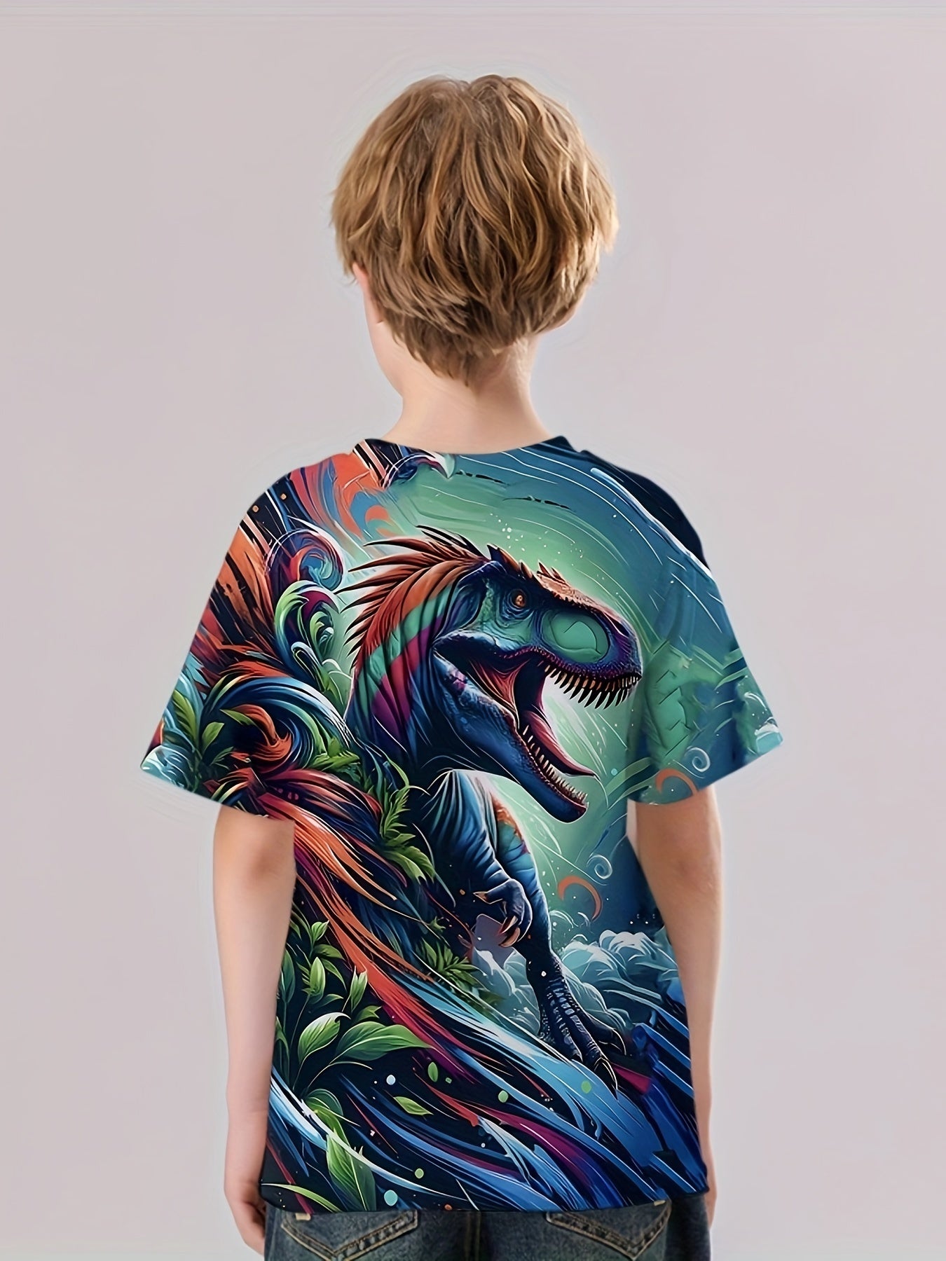 T Rex 3D Print Boy's Casual Tees Short Sleeve Crew Neck Comfy Versiable T shirt
