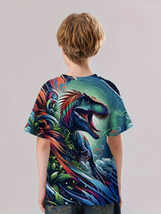 T Rex 3D Print Boy's Casual Tees Short Sleeve Crew Neck Comfy Versiable T shirt