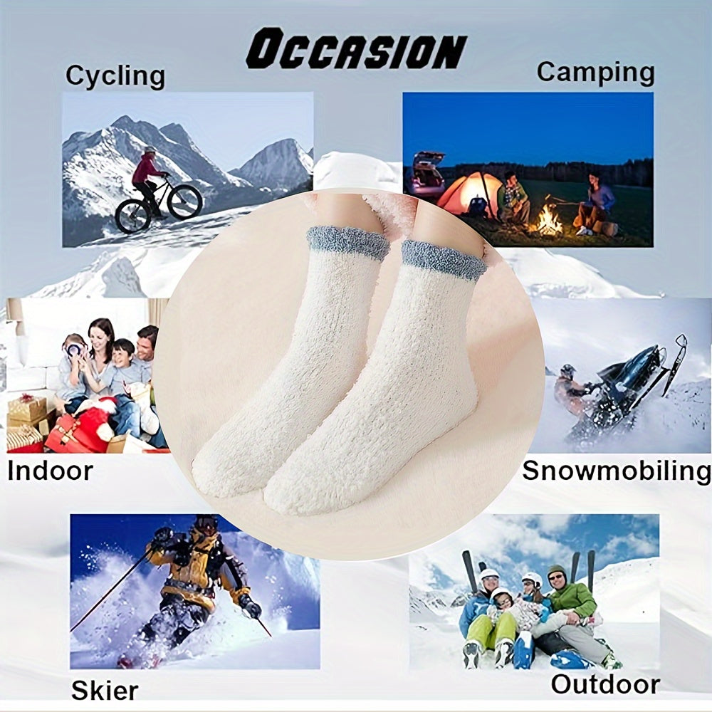 4 Pairs Thick Fuzzy Sleep Comfortable Socks For Christmas Gift Girls