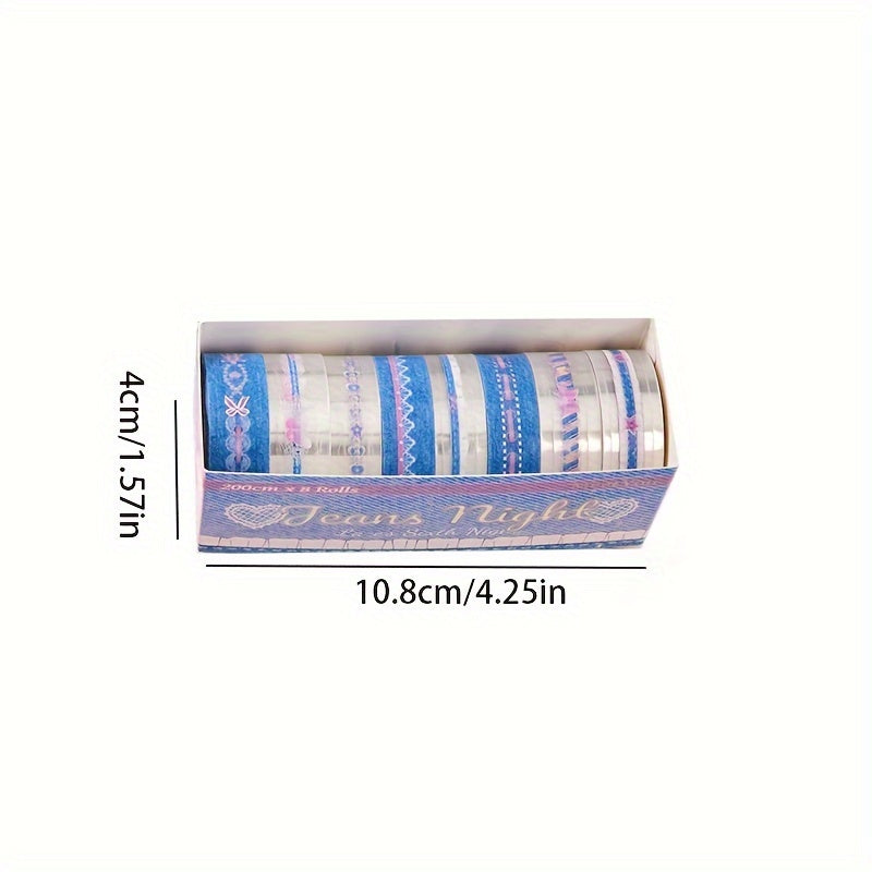 8 Rolls Lace PET Scrapbooking Tapes for DIY Decorative Material