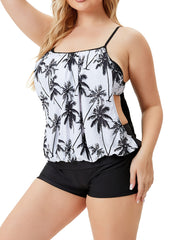 Floral Print Colorblock Bikini Set Women's Plus Size