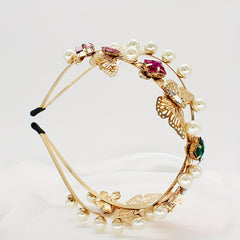 Faux Pearl Flower Headband Crystal Head Hoop Hair Accessories
