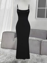 Ribbed Slip Lounge Dress Crew Neck Spaghetti Strap Home Dress