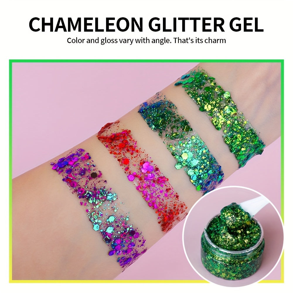 Golden Green Chameleon Glitter Gel Spoon St Patricks Halloween Christmas Concert